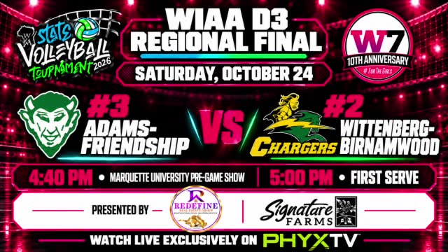 #3 ADAMS-FRIENDSHIP AT #2 WITTENBERG-BIRNAMWOOD | WIAA REGIONAL FINAL VOLLEYBALL